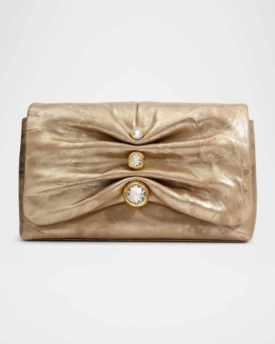 Molton Ruched Metallic Leather Crossbody Bag